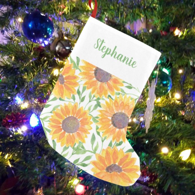 Yellow Sunflower Floral  Small Christmas Stocking (Creator Uploaded)