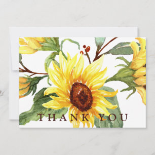 Yellow Sunflower Funeral  Custom Text II Thank You Card