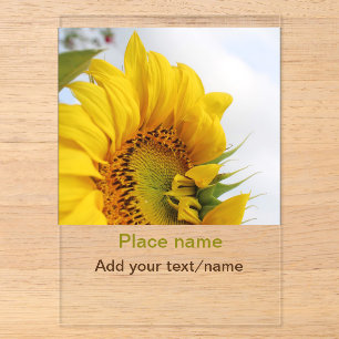 Yellow sunflower garden add photo text name travel acrylic invitations