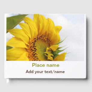 Yellow sunflower garden add photo text name travel guest book