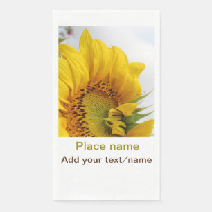 Yellow sunflower garden add photo text name travel napkin