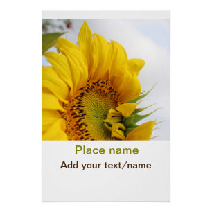 Yellow sunflower garden add photo text name travel poster