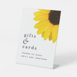 Yellow Sunflower Gifts Cards Wedding Pedestal Sign