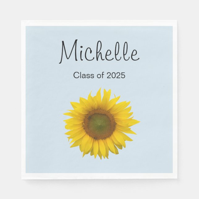 Yellow Sunflower Graduation Party Napkin (Front)