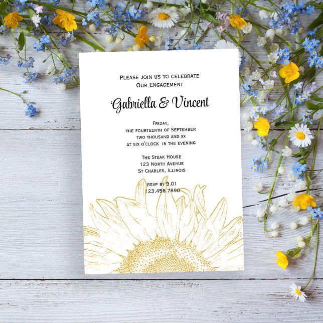 Yellow Sunflower Graphic Engagement Party Invitation (Creator Uploaded)