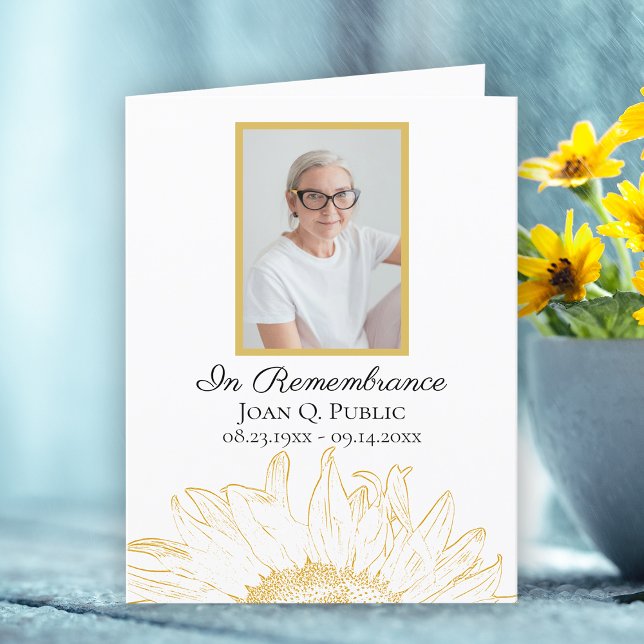 Yellow Sunflower Graphic Funeral Memorial Sympathy Thank You Card (Creator Uploaded)