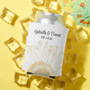 Yellow Sunflower Graphic Wedding Favour Can Cooler