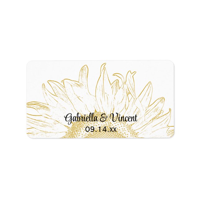 Yellow Sunflower Graphic Wedding Label (Front)