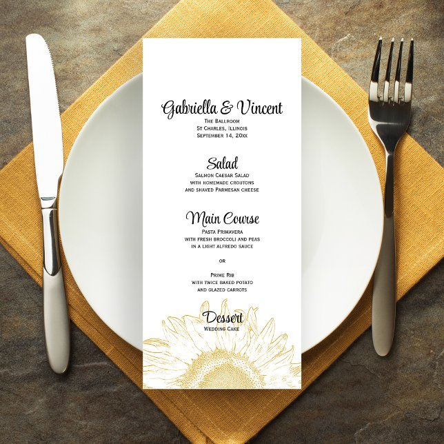 Yellow Sunflower Graphic Wedding Menu (Creator Uploaded)