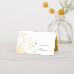 Yellow Sunflower Graphic Wedding   Place Card
