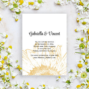 Yellow Sunflower Graphic Wedding Save the Date Invitation