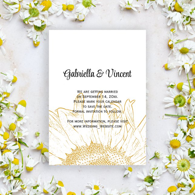 Yellow Sunflower Graphic Wedding Save the Date Invitation (Creator Uploaded)