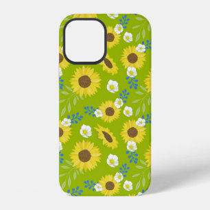 Yellow Sunflower Green Background Flower Floral iPhone 12 Case