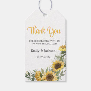 Yellow Sunflower Greenery Thank You Gift Tag