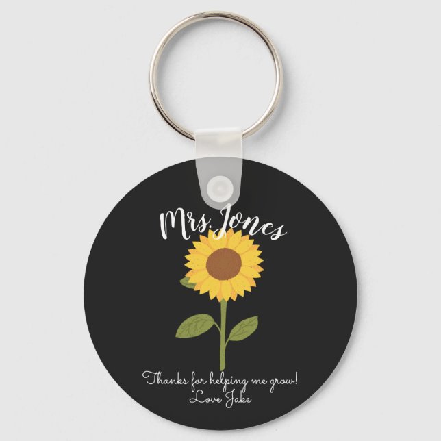 Yellow sunflower helping me grow key ring (Front)