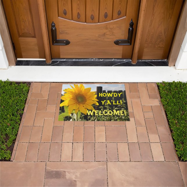 Yellow Sunflower Howdy Ya'll Welcome Door Mat (Outdoor)