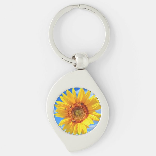Yellow Sunflower Keychain Blue Sky (Front)