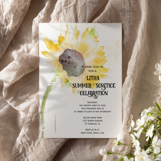 Yellow Sunflower Litha Summer Solstice Celebration Invitation (Creator Uploaded)