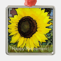 Yellow Sunflower Metal Ornament