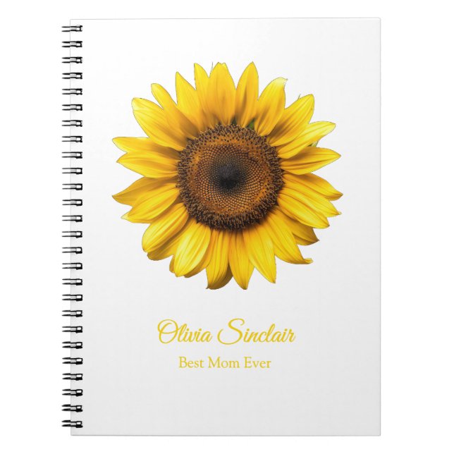Yellow Sunflower Mother's Day Personalised Notebook (Front)