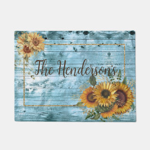 Yellow Sunflower Name Doormat