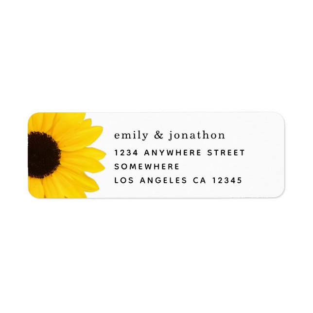 Yellow Sunflower  Names Return Address Label (Front)