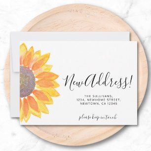 Yellow Sunflower New Address Moving  Announcement