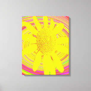 Yellow Sunflower on a Psychedelic Swirl Canvas Print