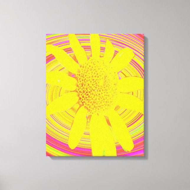 Yellow Sunflower on a Psychedelic Swirl Canvas Print (Front)