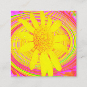 Yellow Sunflower on a Psychedelic Swirl Discount Card