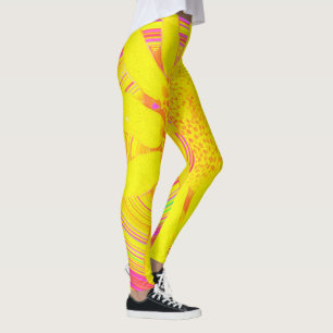 Yellow Sunflower on a Psychedelic Swirl Leggings