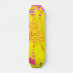 Yellow Sunflower on a Psychedelic Swirl Skateboard