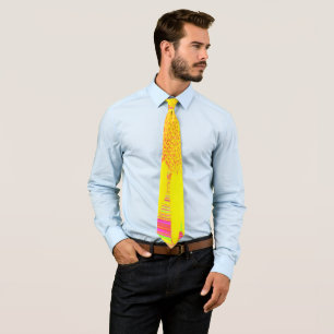 Yellow Sunflower on a Psychedelic Swirl Tie