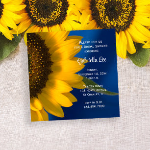 Yellow Sunflower on Blue Bridal Shower Invitation