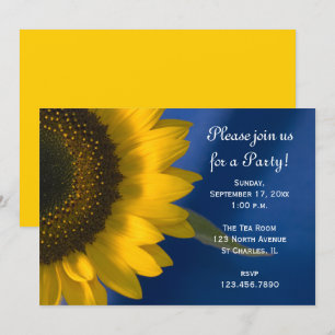 Yellow Sunflower on Blue General Party Invitation
