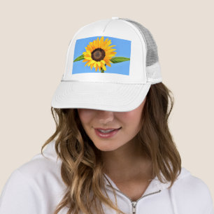 Yellow Sunflower on Blue Sky Hat