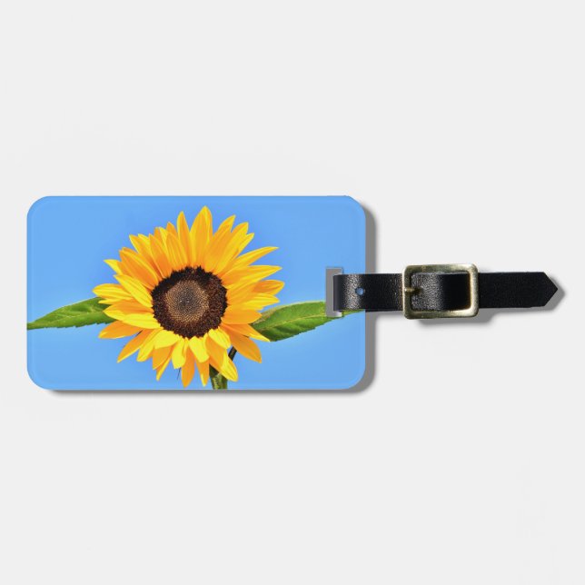Yellow Sunflower on Blue Sky Luggage Tag (Front Horizontal)