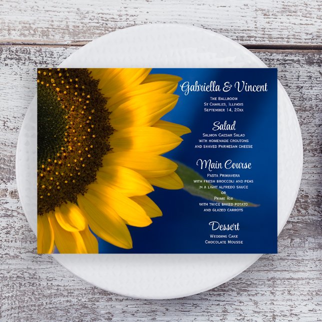 Yellow Sunflower on Blue Wedding Menu (Creator Uploaded)