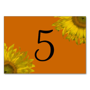 Yellow Sunflower on Orange Table Numbers