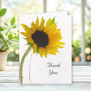 Yellow Sunflower on White Thank You Card
