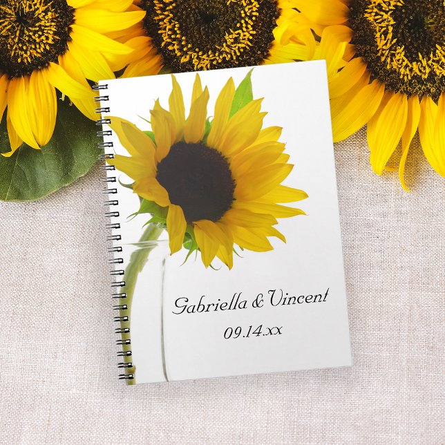 Yellow Sunflower on White Wedding Spiral Notebook (Creator Uploaded)