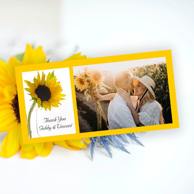 Yellow Sunflower on White Wedding Thank You (Creator Uploaded)
