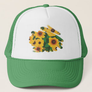 Yellow Sunflower Patch Brushstroke Style Hats