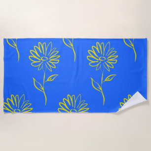 Yellow Sunflower Pattern Beach Towel