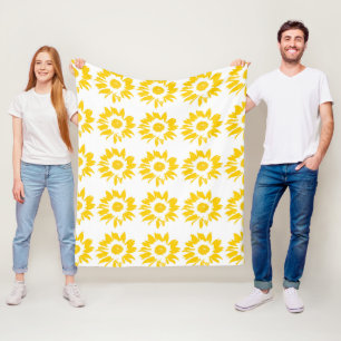 Yellow Sunflower Pattern Fleece Blanket