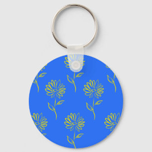 Yellow Sunflower Pattern Key Ring