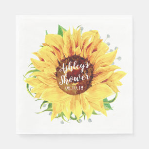 Yellow Sunflower Personalised Bridal Shower Napkin