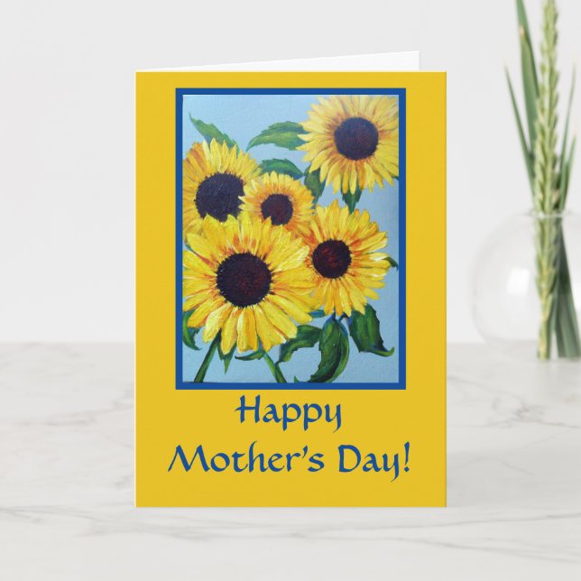 Yellow Sunflower  Personalised Mother's Day Card (Front)