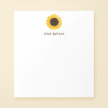 Yellow Sunflower Personalised Notepad<br><div class="desc">Custom sunflower personalised notepad. Easily change the font style and colour using the online template tools. Makes a great gift for yourself or for a friend.</div>