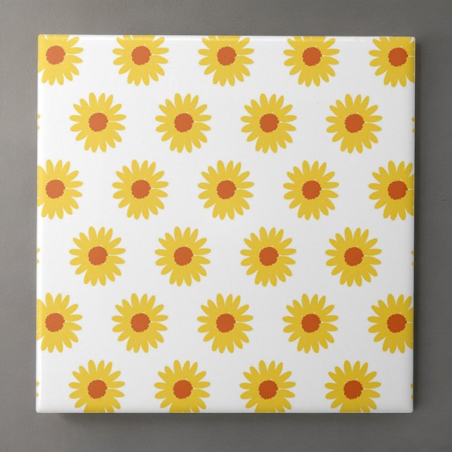 Yellow Sunflower Pretty Retro Y2K Pattern Tile (Creator Uploaded)